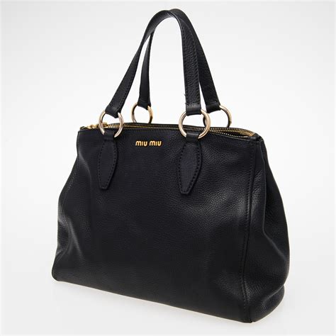 miu miu black leather tote